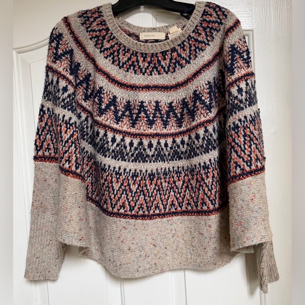 Anthropologie Fair Isle Poncho Sweater, Sleeping on Snow EUC, XS/Small